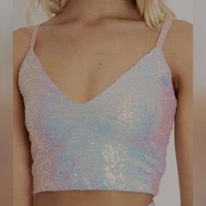Sparkle Sparkle Blush Sequin Crop - Limited